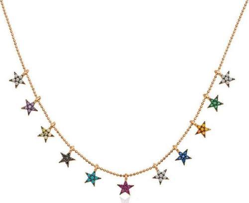 ​Gümüş Rose Renkli Yıldızlar Bayan Kolye