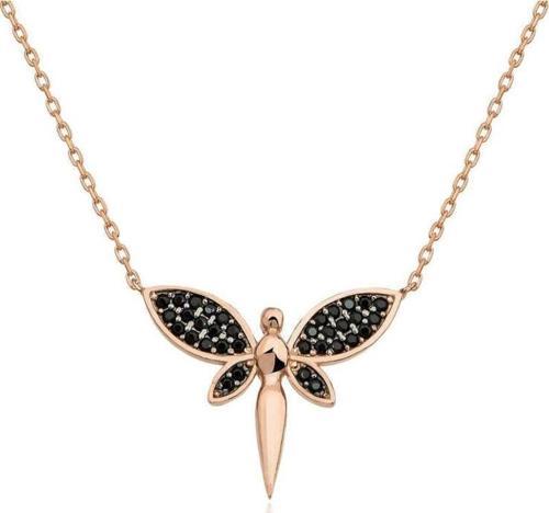 ​Gümüş Rose Siyah Yusufçuk Bayan Kolye