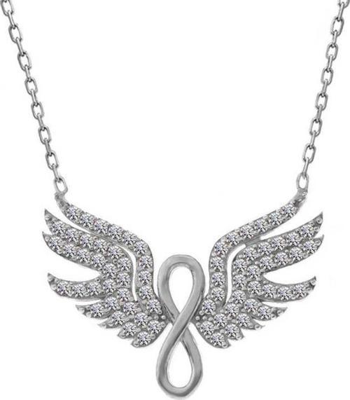 925 Ayar Gümüş Melek Kanadı Sonsuzluk Kadın Kolye