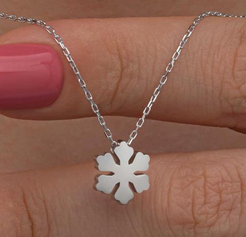 925 Ayar Gümüş Minimal Kar Tanesi Kadın Kolye