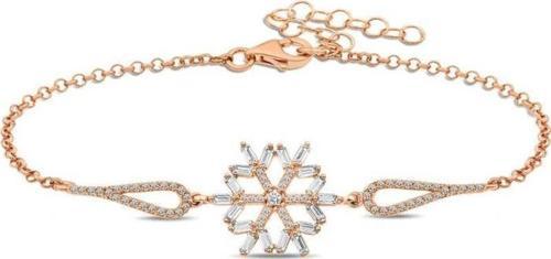 925 Ayar Gümüş Rose Baget Taşlı Kar Tanesi Bileklik