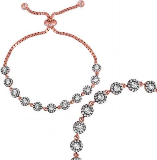 925 Ayar Gümüş Rose Elmas Montür Asansörlü Bileklik