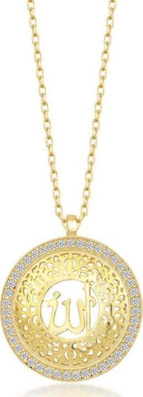 Gümüş Gold Allah Yazılı Kadın Kolye