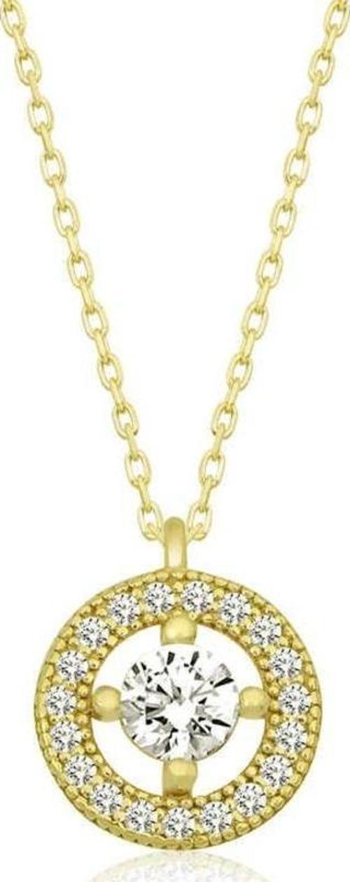 Gümüş Gold Minimal Yuvarlak Tektaş Kadın Kolye