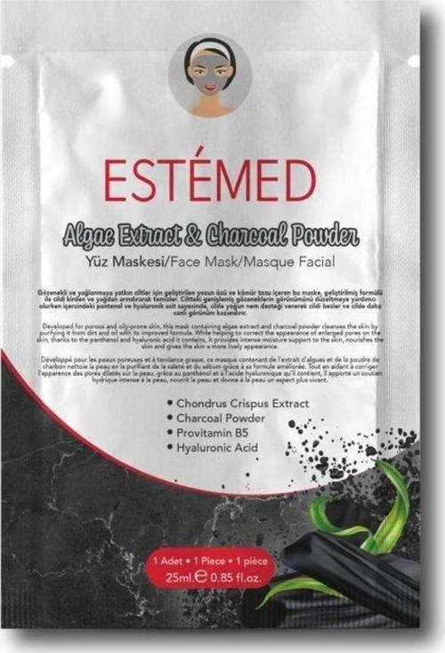 Kömür Özlü Yosunlu Kağıt Yüz Maskesi & Sheet Mask Algae Extract & Charcoal Powder