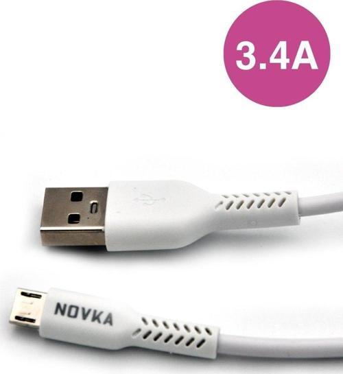 Micro & USB 3.4 A Şarj ve Data Kablosu 1 Metre Beyaz Samsung Huawei Modellerle Uyumlu