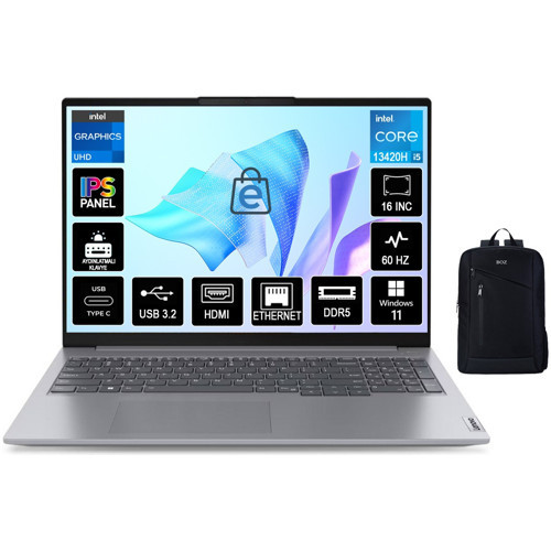 Thinkbook 16 G6 Irl Intel Core I5 13420H 24GB 512GB SSD 16" Wuxga Windows 11 Pro Taşınabilir Bilgisayar 21KH00SXTR + Boz