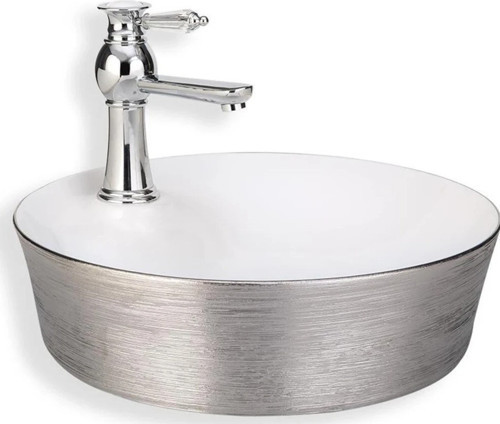 Banyo Lena Tezgah Üstü Lavabo Sılver&Beyaz E-5002G