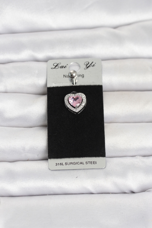 316L Cerrahi Çelik Pembe Kalp Model Göbek Piercing 5886 - TEOLSA8265-9112