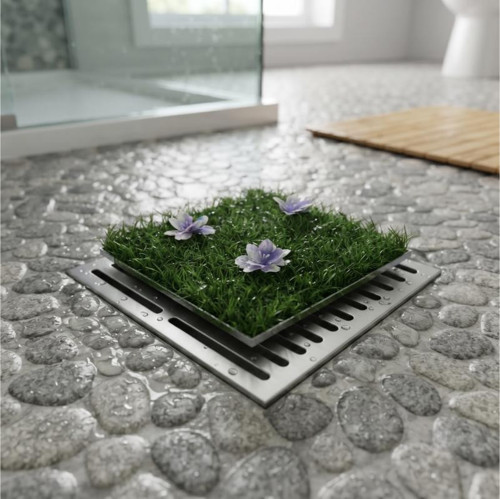 Büro Ev Ofis Mutfağı için 96x5CM Doğal Çiçek Desen Yapay Çim Gider Kapağı