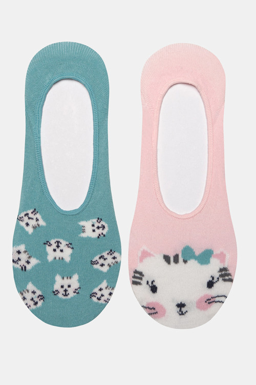 Pretty Cat 2li Pembe Mint Babet Çorabı