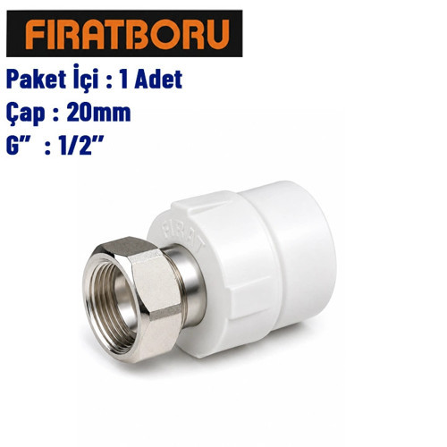 FIRAT Döner Başlı Rakor 20mm , 1/2'', 1 Adet, 7B75020127