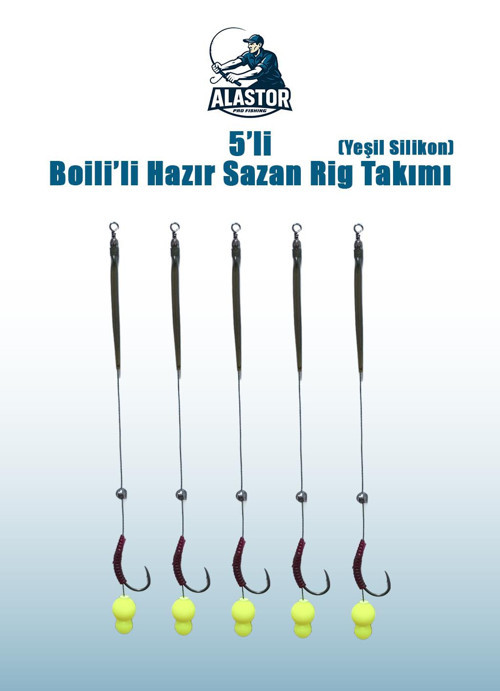 Hazır Sazan Rig Takımı Silikon Boili Sazan Rig Takımı 5 ADET