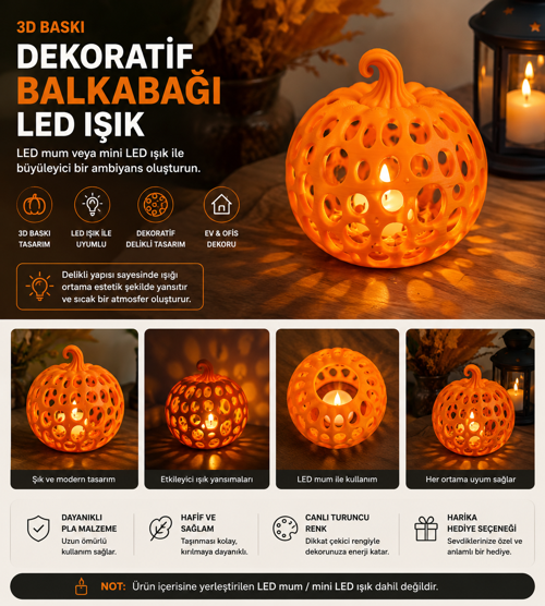 🎃 Dekoratif Balkabağı LED Işık