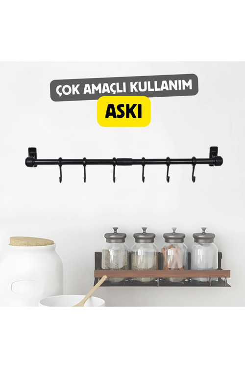 6 Kancalı "Vidalı" Ferforje Metal Kahve Köşesi, Mutfak, Banyo Dekor Kupa,Fincan Ve Kaşıklık Askısı