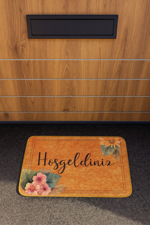 Yıkanabilir Süngerli Jüt Hasır Desenli Dijital Baskı Kapı Önü Paspası (40*60 Cm)