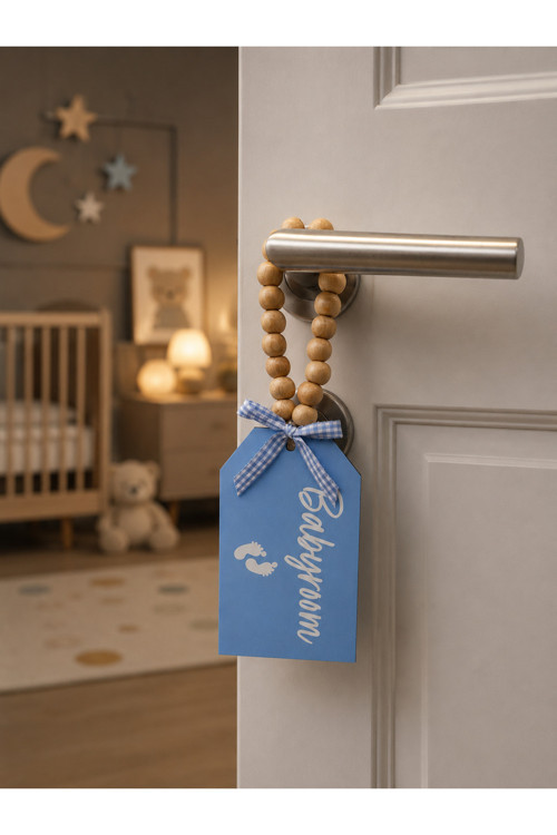 Mavi Dekoratif Bebek Odası Kapı Aksesuarı Yeni Doğan Hediyelik