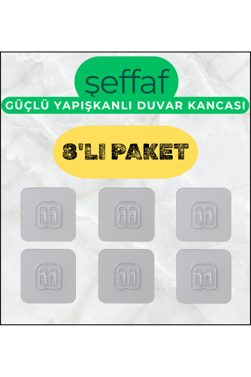 Şeffaf Kendinden Güçlü Yapışkanlı Mutfak, Kahve Köşesi Banyo, Duş Çok Amaçlı Kancalı Askı