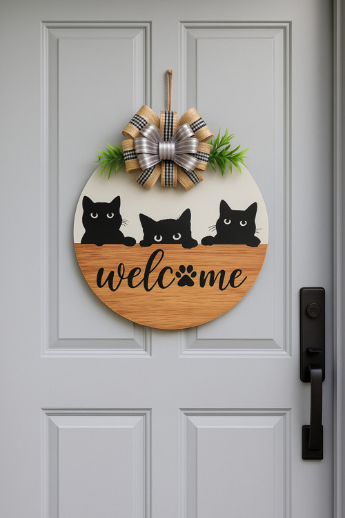 Meraklı Kedi Kapı Süsü (30 Cm)