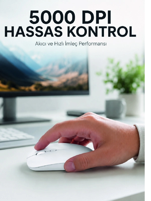 Kablosuz Bluetooth Oyuncu Mouse Sessiz Tıklama Ergonomik Wireless Fare