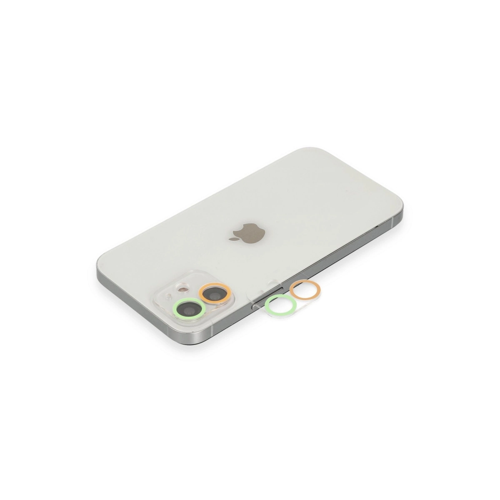 Apple İphone 12 Mini Renkli Kamera Lens Koruma Cam - Turuncu-yeşil
