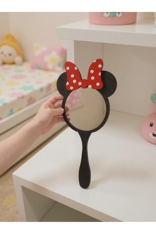 Ahşap Lazer Kesim Mdf Ayna Pleksi Micky Mouse Çocuk El Aynası
