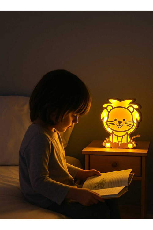 Aslan Figürlü Çocuk Odası Dekoratif Aydınlatma Ve Gece Lambası