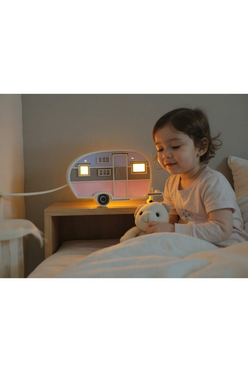 Karavan Dekoratif Aydınlatma Ve Gece Lambası Ahşap Mdf ( El Yapımı) Led Renk Amber