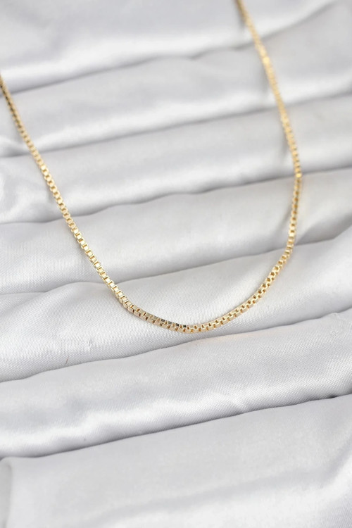 CM 14K Gold Renk Kare Zincirli Model 60 cm Kadın Kolye
