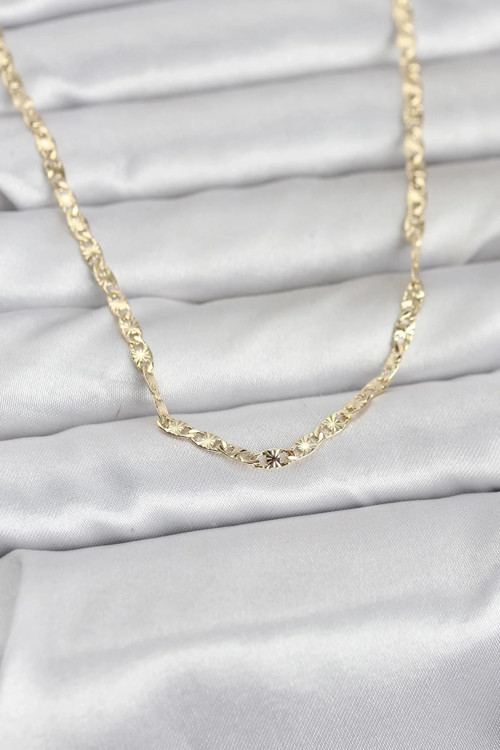 CM 14K Gold Renk Lazer Zincirli Model 60 cm Kadın Kolye