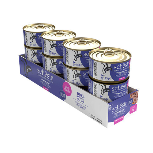 Ton Balıklı Sığır Filetolu ve Pirinçli Pişirme Suyunda Yetişkin Kedi Konservesi 85 Gr 12'li Paket