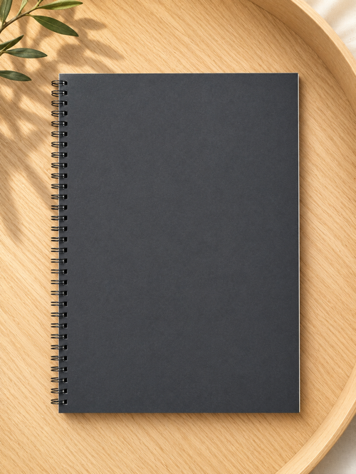 A4 Siyah Kraft Hafif Karton Kapak 40 Yaprak Göz Yormayan Kâğıt Düz Çizgisiz Defter