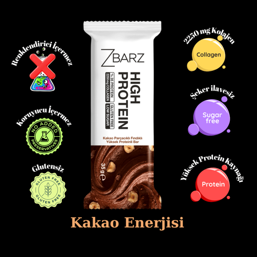 Kakaolu Fındıklı Yüksek Proteinli Bar 35 gr 12 li