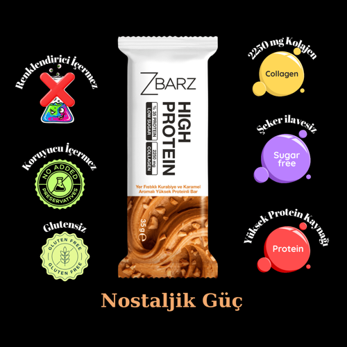 Yer Fıstıklı Kurabiye Karamelli Yüksek Proteinli Bar 35 Gr 12 Lİ