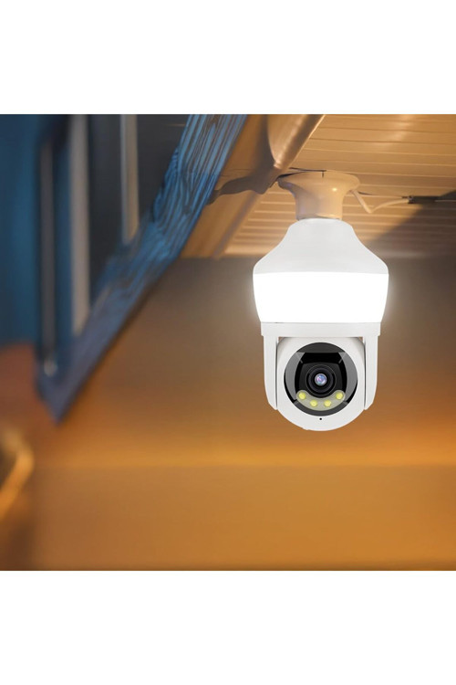 CMR26 Güvenlik Kamerası 360 Derece Dönebilen Wifi Ampül Led Işıklı Full Hd Smart Ip Kamera