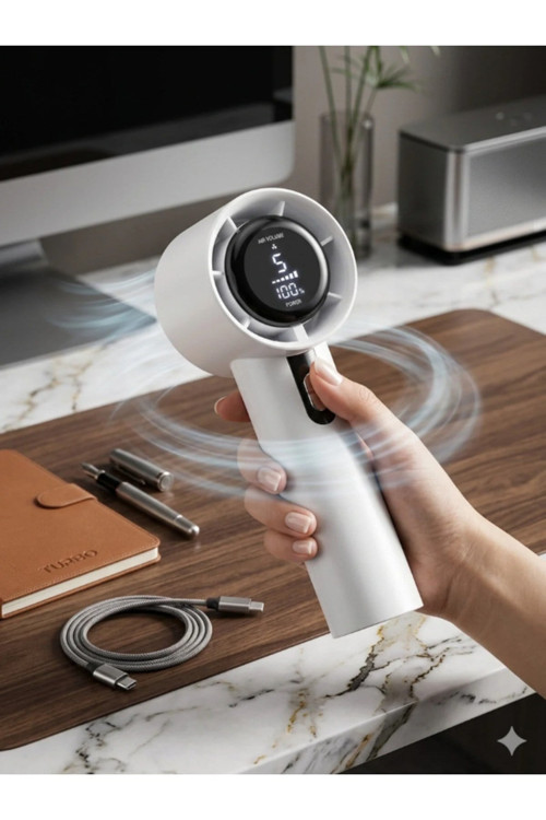 Okmore Yüksek Hızlı Taşınabilir El Fanı USB Şarjlı Sessiz Mini Fan - GRİ