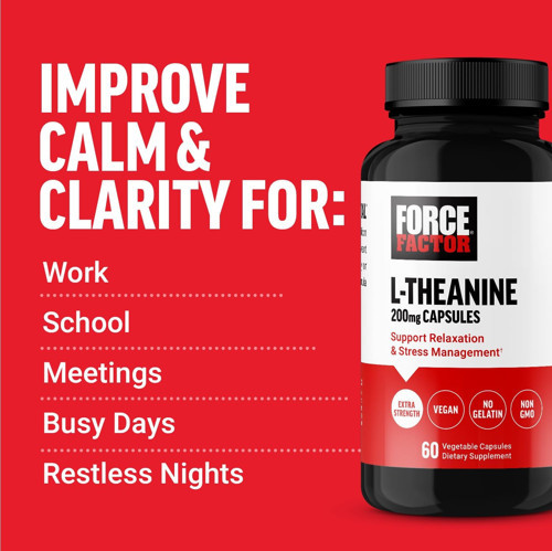 Extra Strength L-Theanine Stress Relief, and Supporting Calm Relaxation 200mg 60 Veg