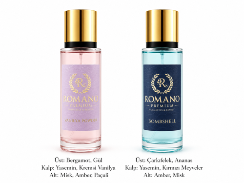 Bombshell-Vanilya Powder Ikili Set Vücut Spreyi 150 ml Kalıcı Parfüm Esanslı