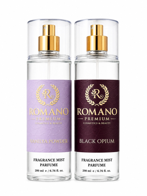 Vanilya Powder-Black Opium ikili Set Vücut Spreyi 200 ml Kalıcı Yüksek Esans