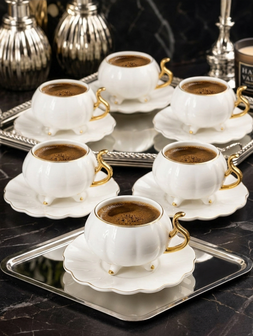 Britton 6 lı Porselen Kahve Fincan Takımı Gold 90 ml 09411
