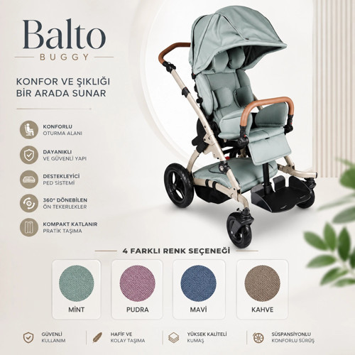Balto Uyarlanabilir Engelli Çocuk Puseti | Çok Fonksiyonlu Ayarlanabilir Destek Sistemli Size 1