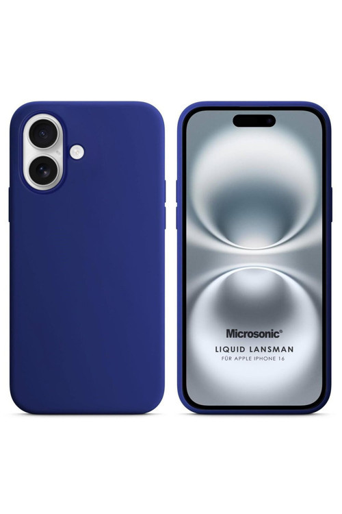 iPhone 16 Uyumlu Lacivert Kadife İç Yüzeyli Silikon Telefon Kılıfı
