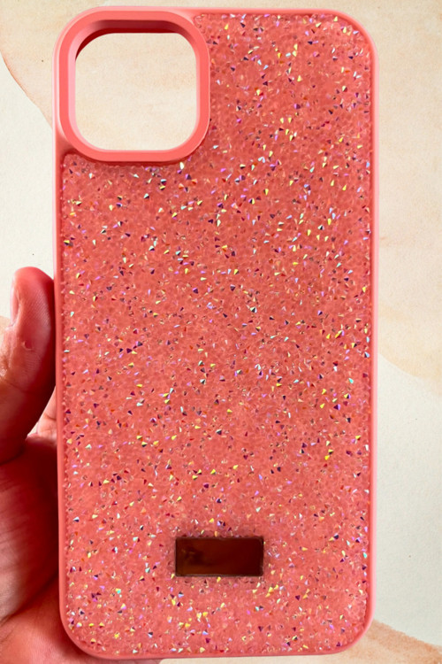 iPhone 14 Plus / 15 Plus Yıldız Tozu Premium Pembe Silikon Kılıf