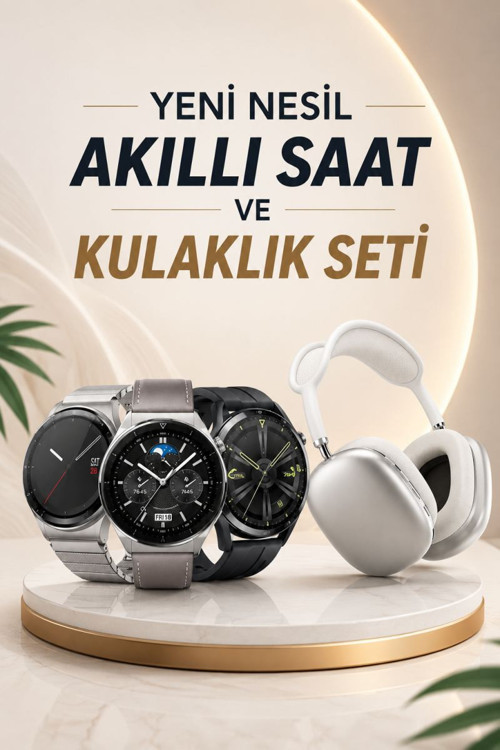 Yeni Nesil Sesli Görüşme Akıllı Saat ve Powerbank Çoklu Şarj Girişli Bluetooth Kulaklık Nabız Ölçer
