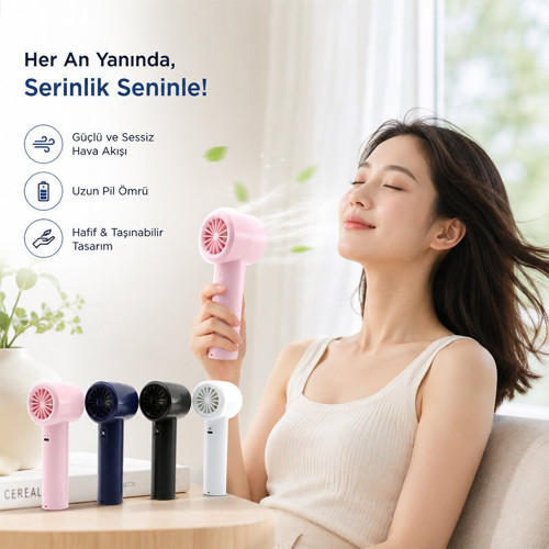 Mini El Fanı Renki Ayarlanabilir Hız Ayarı Dijital Gösterge Fan - Vantilatör 5W Wx - 638 Herh