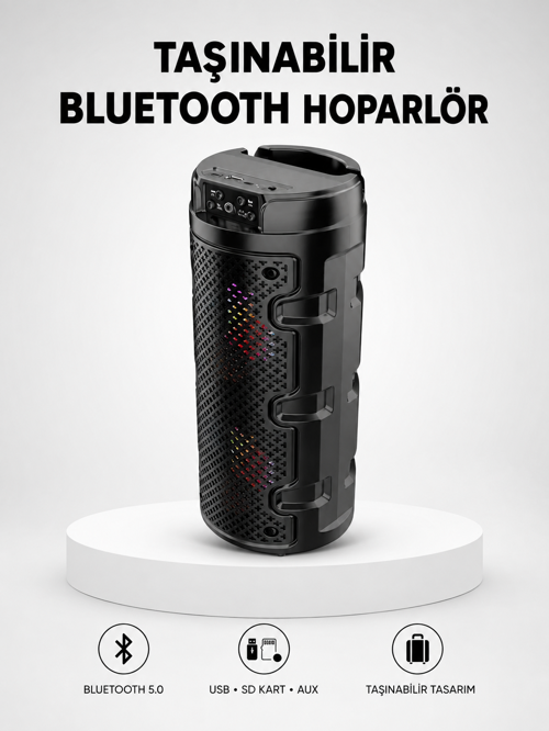 popüler Bluetooth 5.0 Kablosuz Hoparlör Çift Sürücülü Yüksek Ses Kalitesi Kompakt Tasarım 2