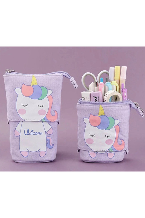 Unicorn Lila Kalem Kutusu Kalemlik Olarak Da Kullanilabilir
