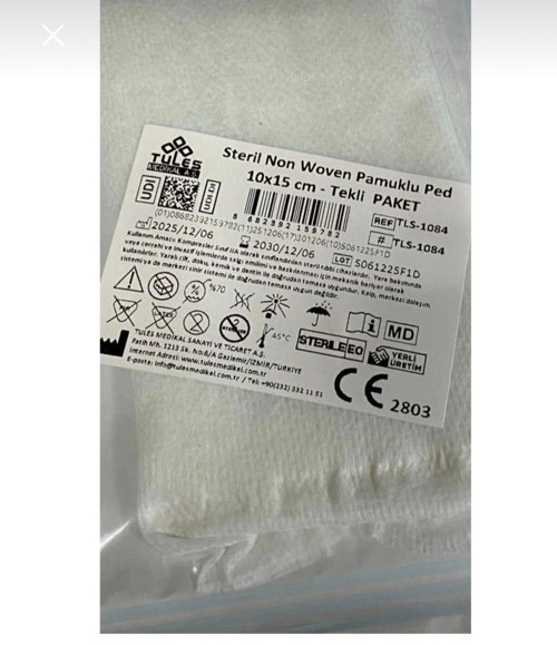 STERİL NON WOVEN PAMUKLU PED 10X15 CM TEKLİ PAKET(5 PAKET)