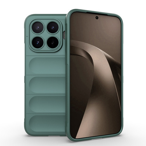 Xiaomi 17T Kılıf Esnek TPU Oyuklu Arka Yüzey Tasarımlı Etnik Silikon Kapak Koyu Yeşil