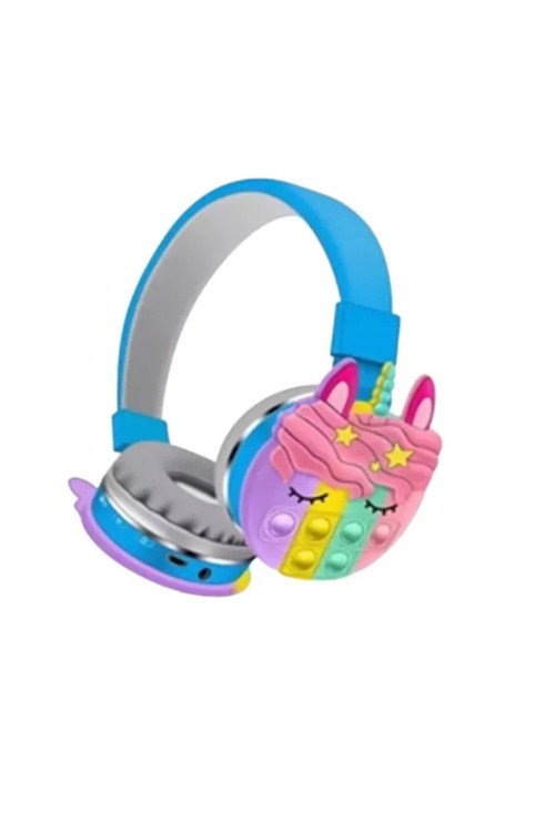 KT-55C Unicorn Popit Kablosuz Kulaklık Şarjlı Kulaküstü Bluetooth Kulaklığı Mikrofonlu Hafıza Kartı Girişli Sevimli